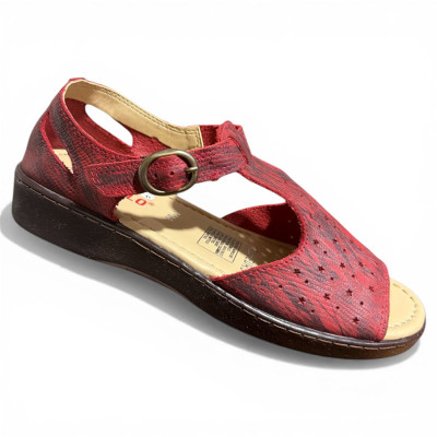 Romulo Sandalia Cuero Rojo Mujer  Ref 5129
